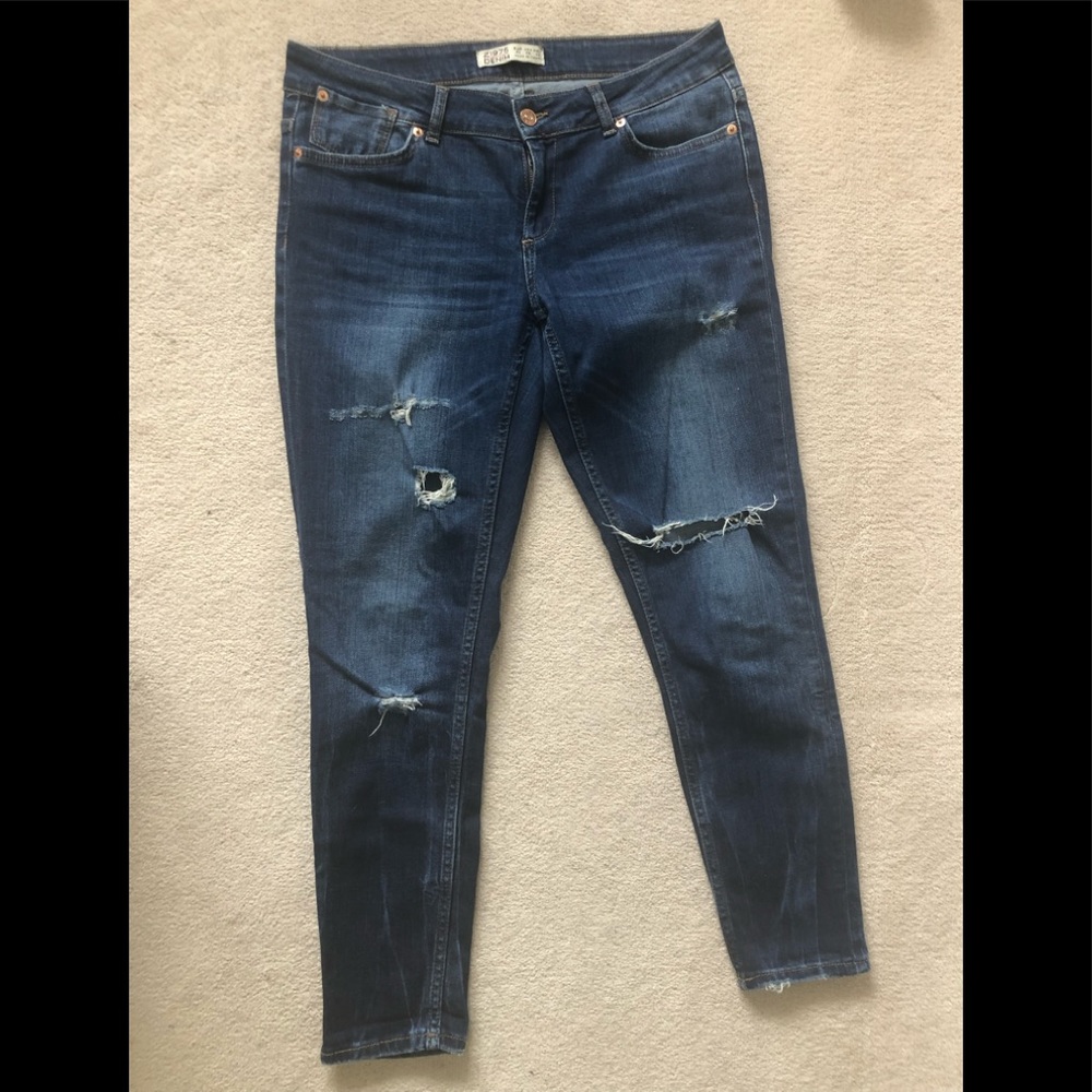Zara distressed jeans (lower rise)